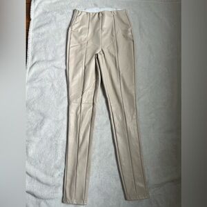 Ivory faux leather leggings XS
